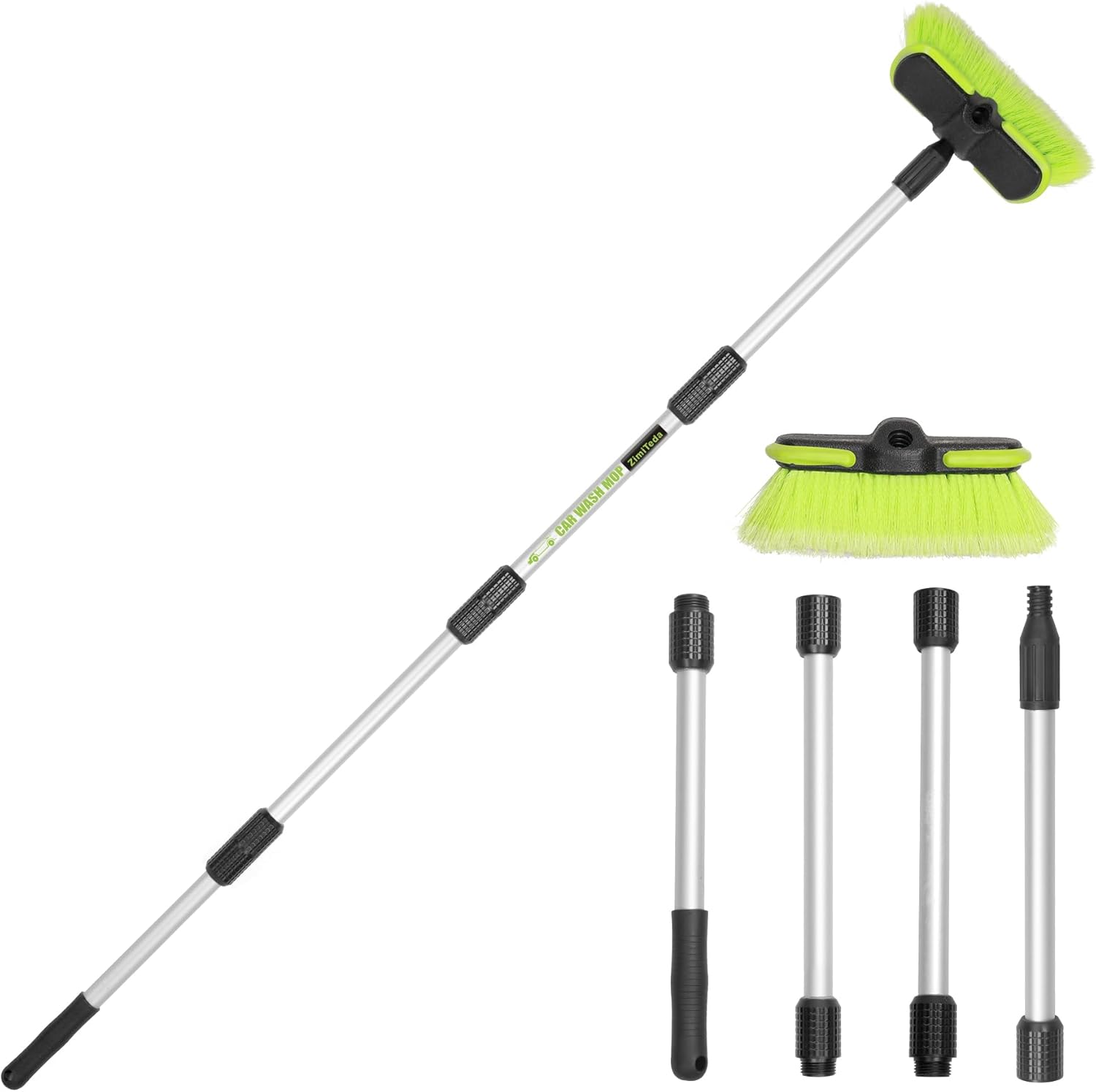 65" car wash brush long handle soft bristle scrub cleaning mop kit for rv boat truck suv caravan solar panel house siding