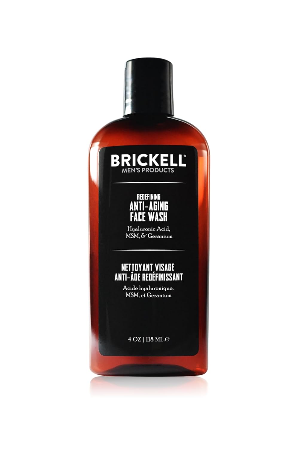 Brickell Men's Redefining Anti-Aging Face Wash, Natural and Organic, Foaming Gel, Firms and Plumps Skin, 4 oz, Scented