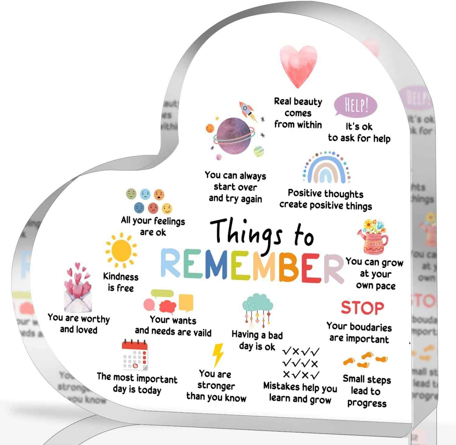 Things I Can Control Mental Health Decor, Acrylic Heart Gifts Mindfulness Decor for Therapy Office , School Counselor Sign Therapist Office Art Decorations for Therapist Office Living Room Bedroom