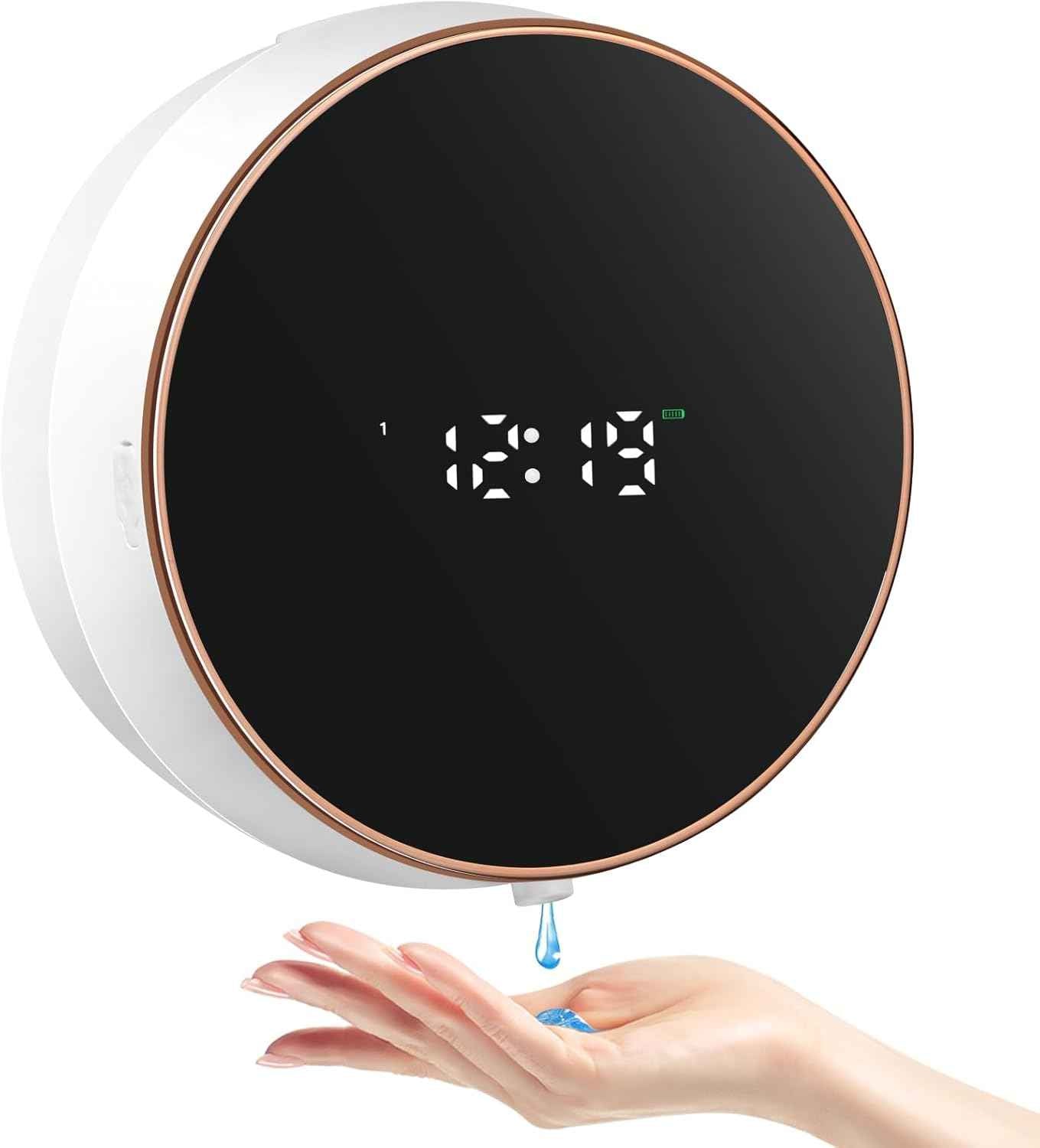 Automatic Soap Dispenser Foam Bathroom: Wall Mount Rechargeable Touchless Adjustable Auto Smart Electric Plastic Black Foaming Soap Dispenser with Clock - Kitchen - Hand Dish Lotion Couple Kids