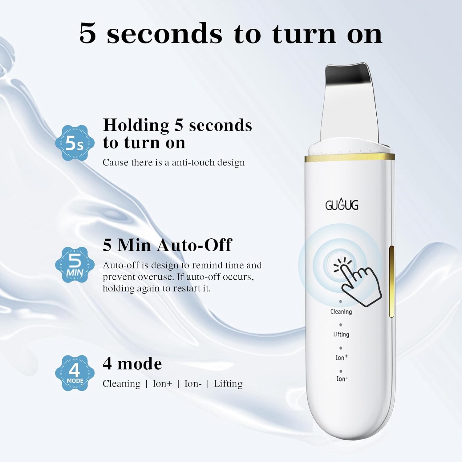 Gugug white skin spatula 4 modes blackhead remover for facial deep cleansing suitable for sensitive skin
