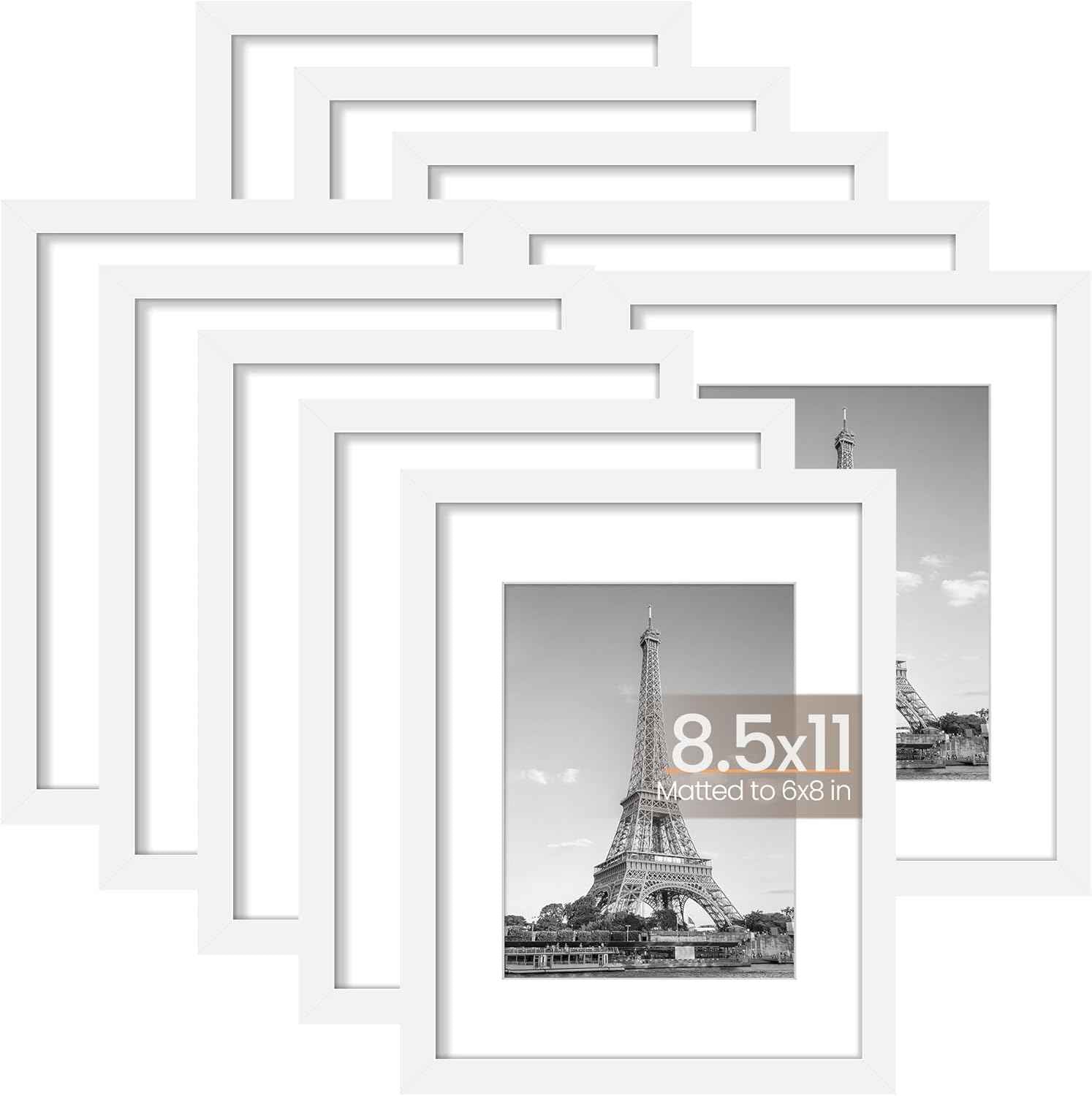 upsimples 5x7 Picture Frame Set of 10, Display Pictures 4x6 with Mat or 5x7 Without, Multi Photo Frames Collage for Wall or Tabletop Display, Black