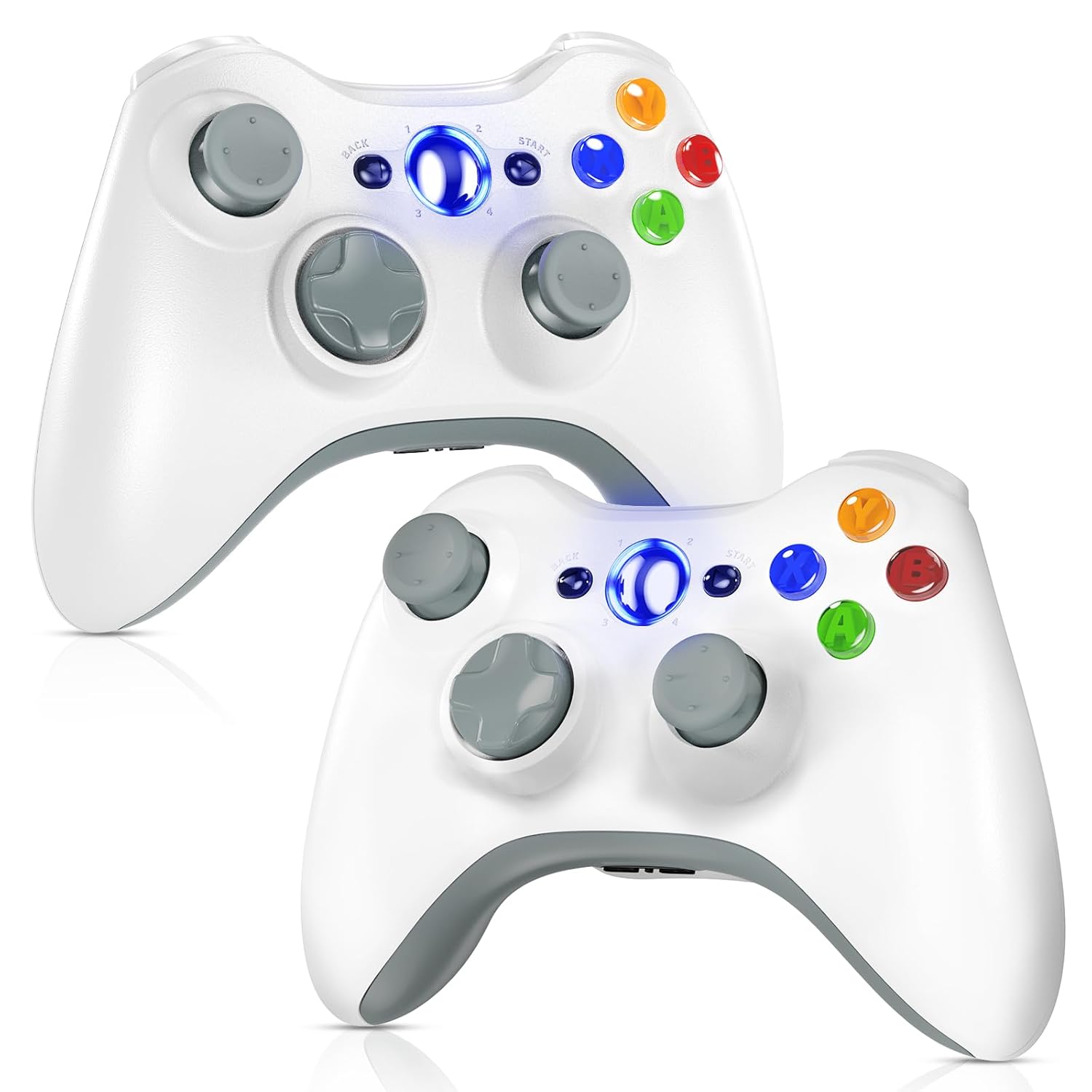 Gamrombo Xbox 360 2 Pack Wireless Controller Replacement for 360 & Slim with Windows PC Compatibility
