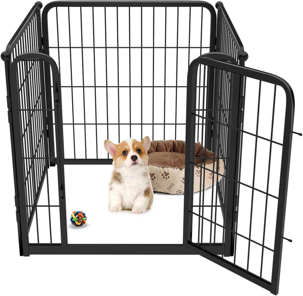 FXW Homeplus Unleashed Indoor Dog Playpen - Stress-Free and Safe Play, Heavy Duty 24 Inch 6 Panels Dog Pen for Puppy and Small Dogs, Black│Patented