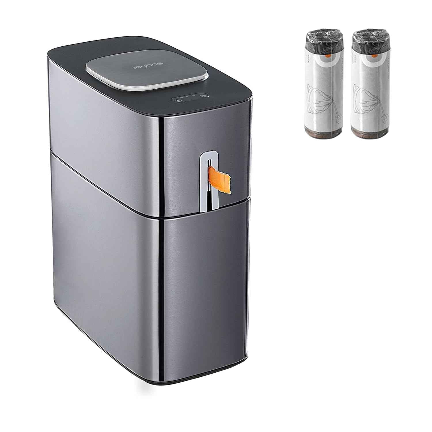 MOPUP Bathroom Trash Can, Automatic Bagging Garbage Can, 3.5 Gallon Slim Smart Small Plastic Trash Bin, Narrow Motion Sensor Trash Can for Bedroom, Office White