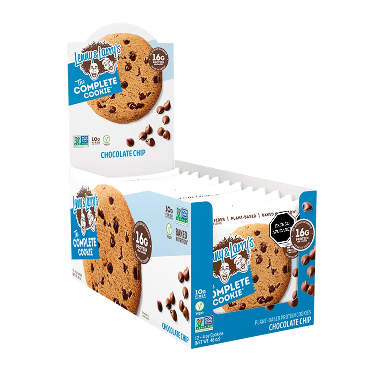 Lenny & Larry's Complete Chocolate Chip Protein Cookies, soft-baked, 16g plant protein, vegan, non-GMO, high fiber, 4 oz, 12-pack