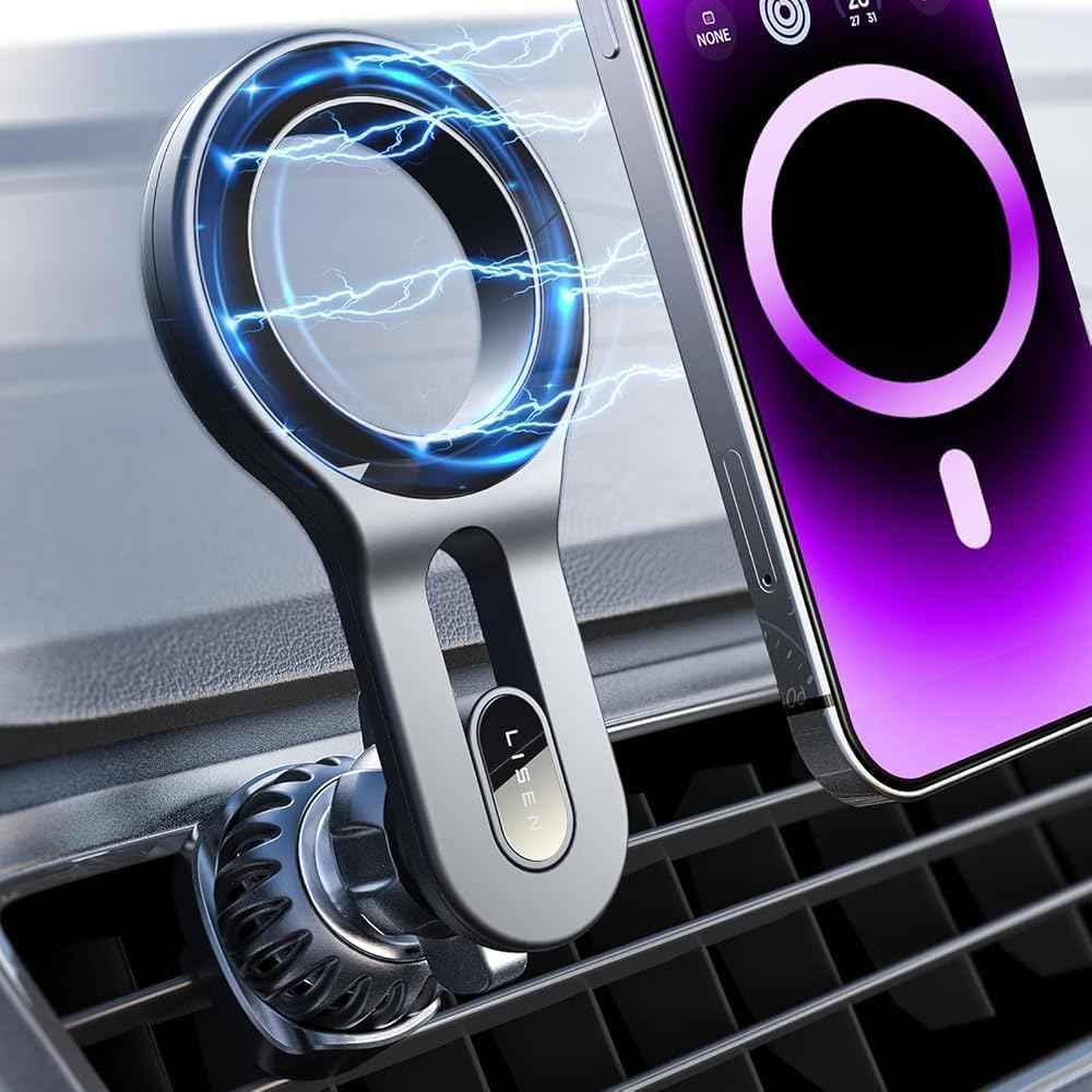 LISEN for MagSafe Car Mount, 2026 Magnetic Phone Holders for Car Air Vent Phone Mount [Ultra-Magnetic] Hands Free Cell Phone Holder Strong Clip Car Accessories for Men Women fit iPhone 17 16 15 14 Pro