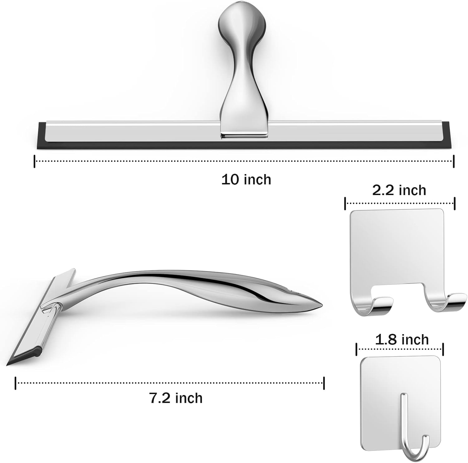 docrok stainless steel shower squeegee with silicone blade for streak free cleaning on glass and mirrors