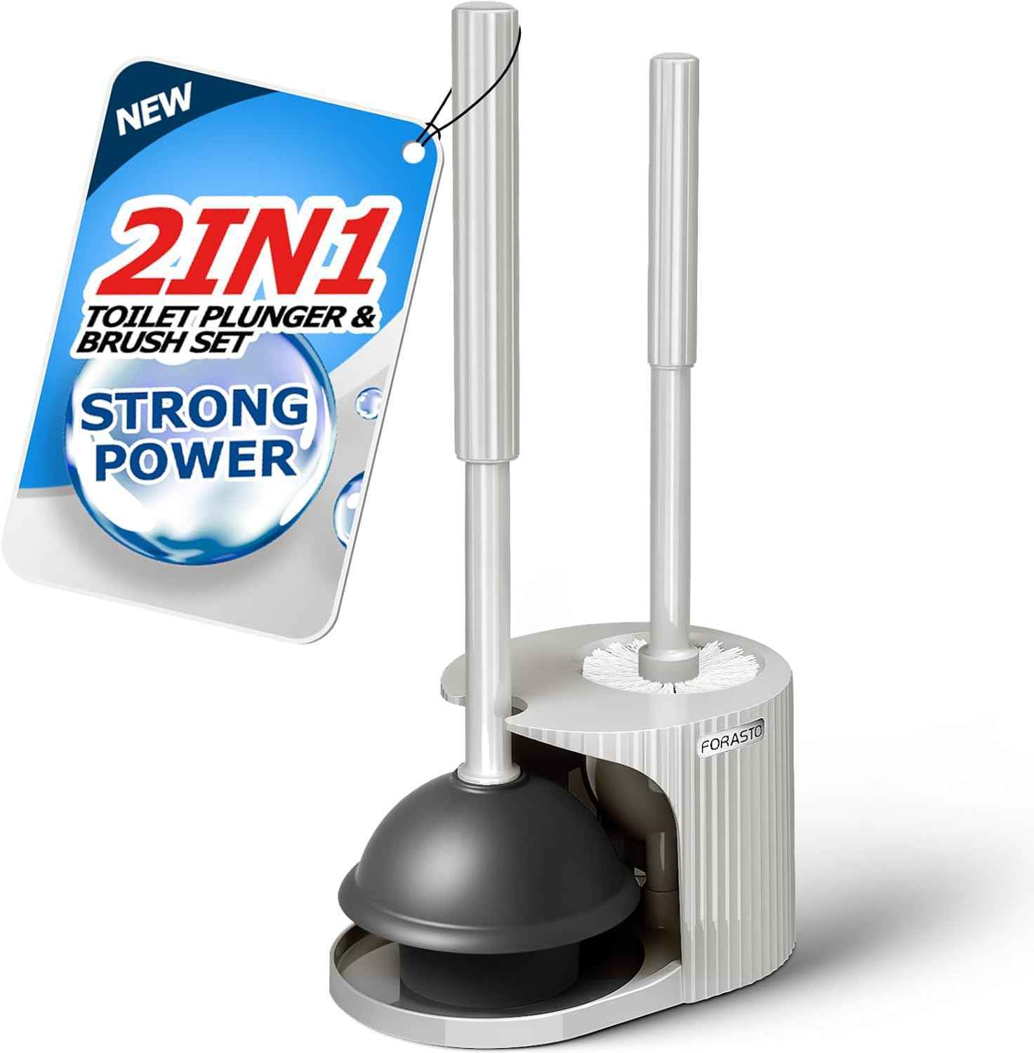 2 in 1 Toilet Plunger and Brush Set，Extended Handle Plunger，Toilet Bowl Brush Plunger Set, Bathroom Cleaning Tools ，Toilet Brush Plunger Combo，Cleaning Brush，Bathroom Cleaning Supplies