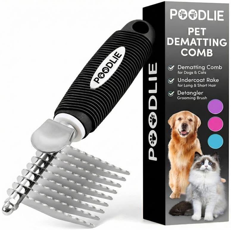 poodle-dematting-fur-rake-comb-brush-for-dogs-and-cats-with-long-2.5inch-steel-safety-blades