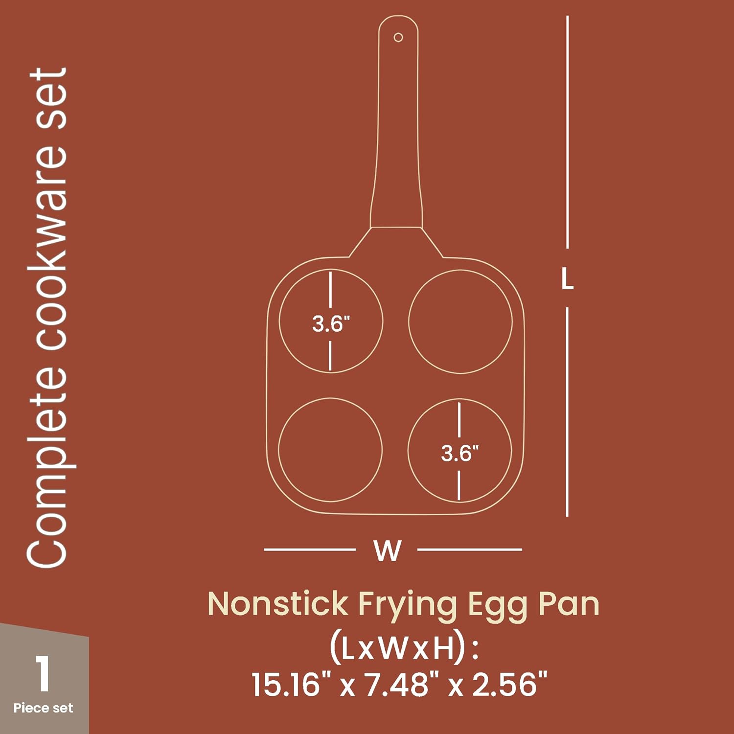 Nonstick 4-Cup Frying Egg Pan, White Marble, Granite, PFOS & PFOA Free