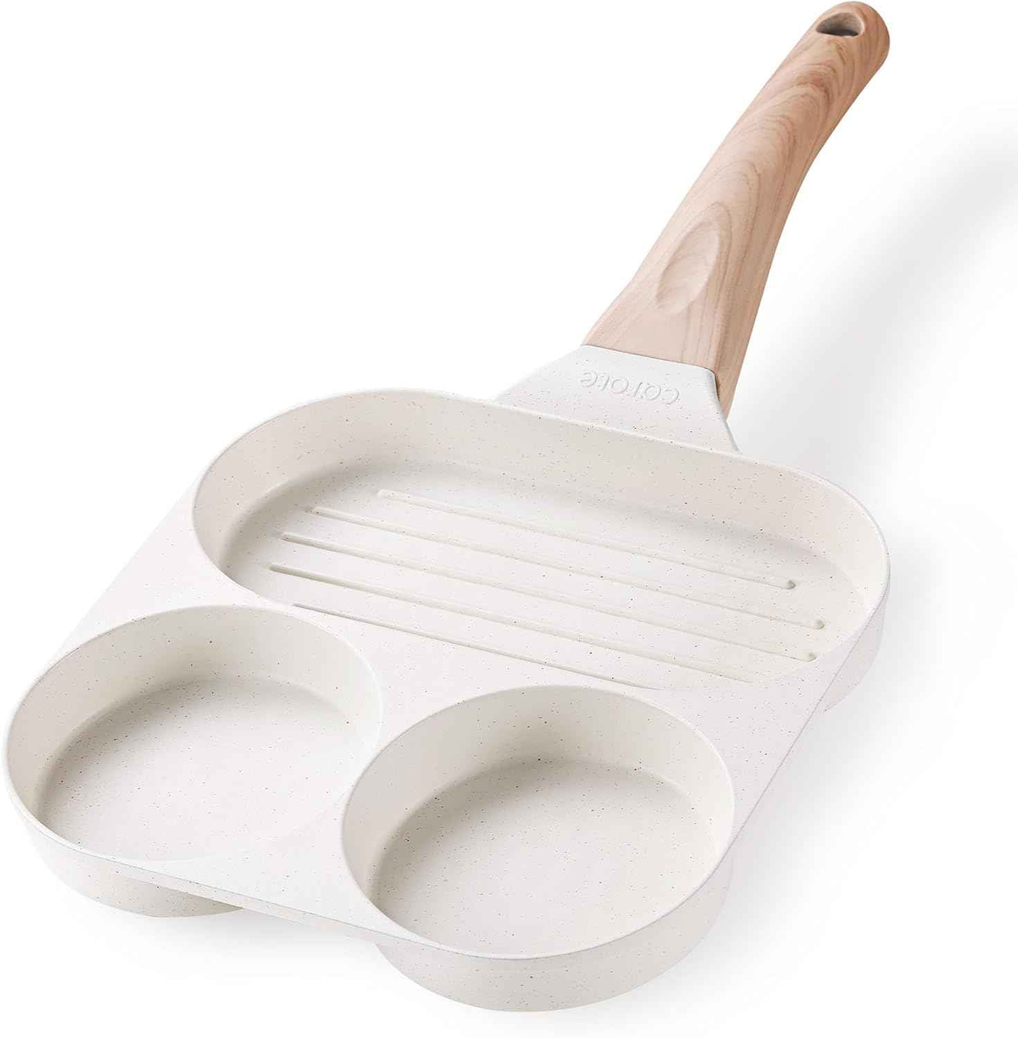 CAROTE Egg Pan Omelette Pan, 4-Cup Nonstick Granite Omelette Skillet - Pancake Pan and Healthy Egg Cooker Suitable for Gas Stove & Induction Cookware