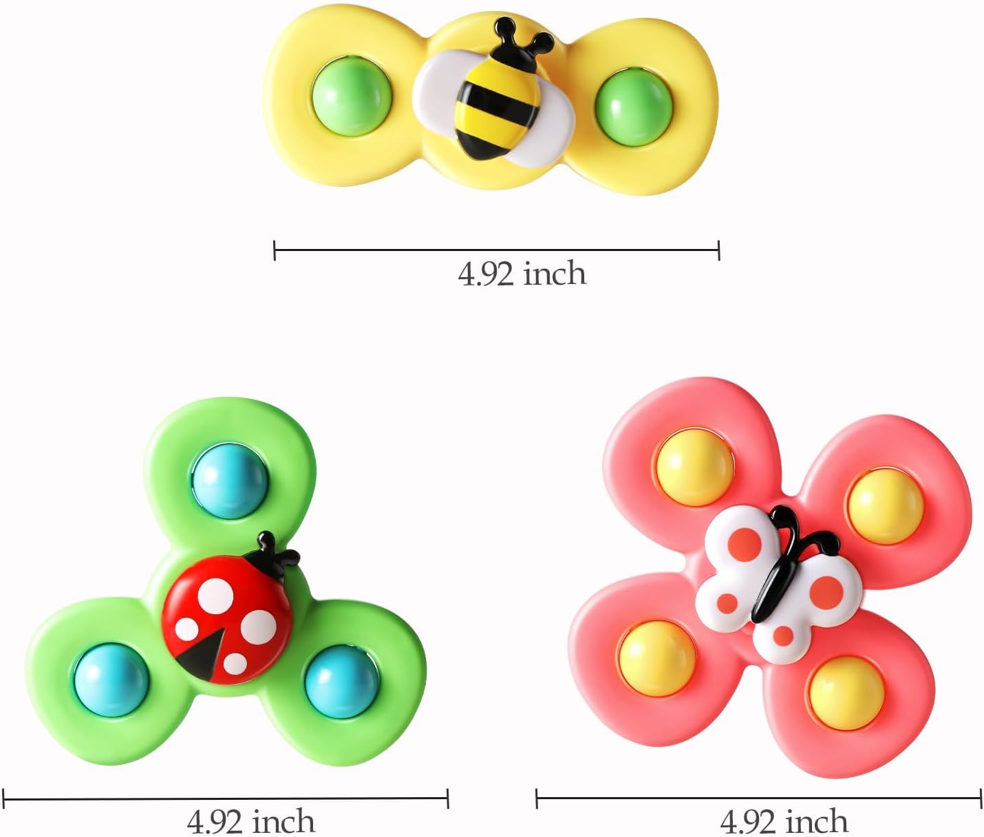 ALASOU 3PCS Suction Cup Spinner Toys for 1 Year Old Boy Girl|Spinning Top 12 18 Months|1 2 Year Old Boy Birthday Gift|Baby Bath Toy for Kids Ages 1-3|Sensory Airplane Travel Toy for Infant Toddlers