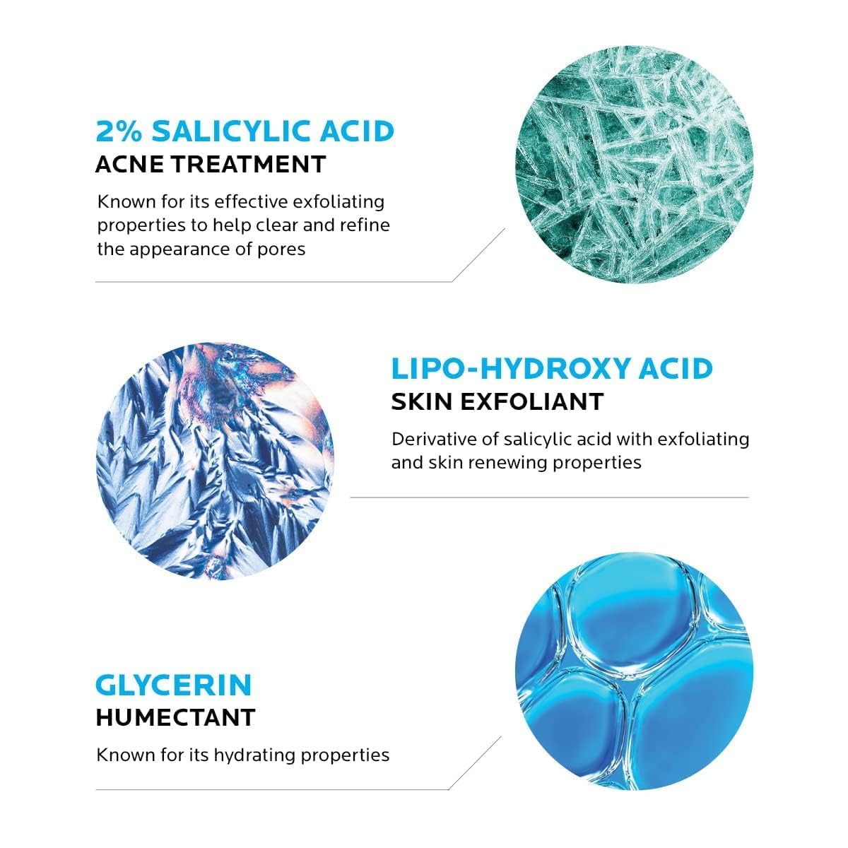 la roche posay effaclar medicated gel cleanser, 2% salicylic acid, lha, glycerin, oil free, dermatologist tested face wash for acne prone skin