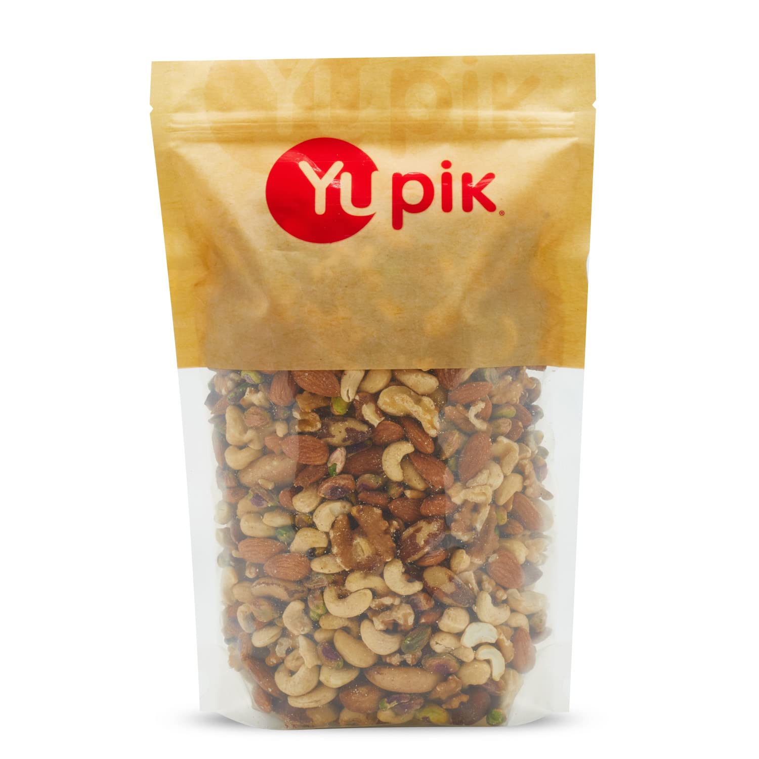 Yupik raw mix nuts, 1 lb, natural mixed nuts with almonds, walnuts, pistachios, cashews, and Brazil nuts, healthy snack, brown