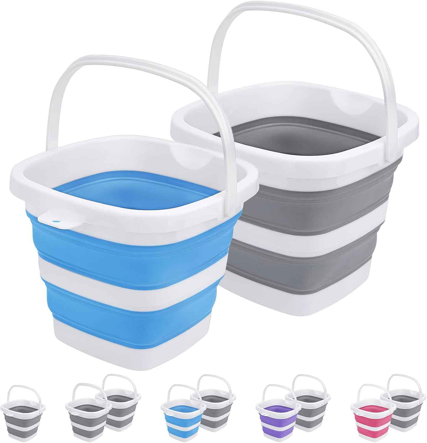 Collapsible Bucket, 5L 1.3Gallon Small Cleaning Mop Buckets for Household Outdoor Car Washing Tub Plastic Foldable Portable Camping Beach Sand Water Pot Pail Space Saving Square