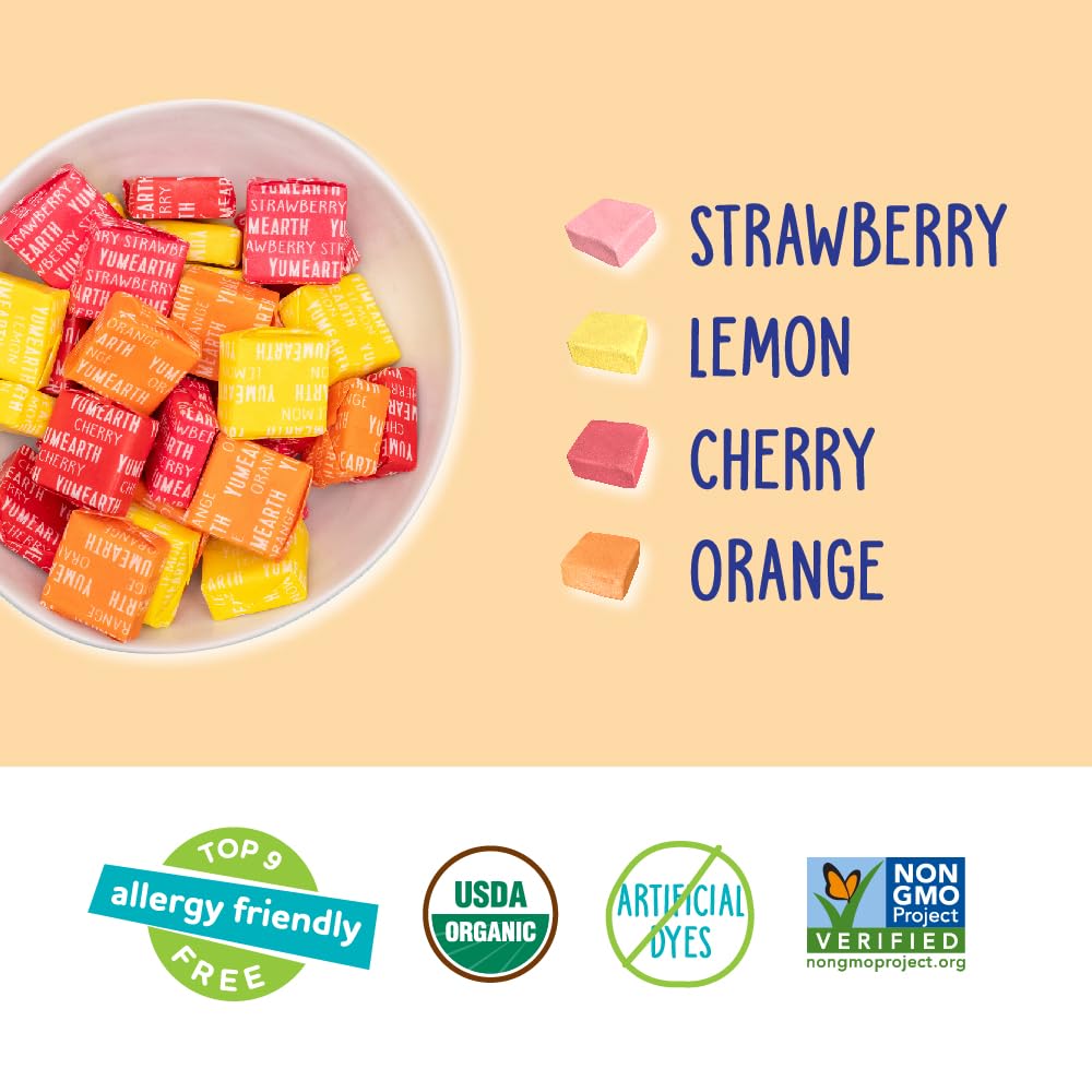 yumearth organic chewy fruit flavored candies assorted 7.5oz allergy friendly gluten free