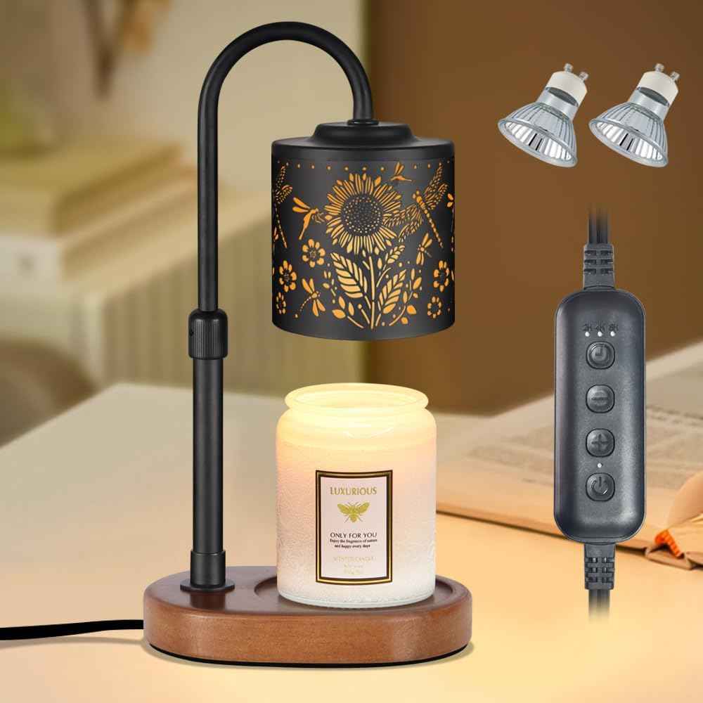 Dimmable Candle Warmer Lamp with Timer Adjustable Height for Scented Jar Candles Electric Candle Wax Melt Warmer for Home Decor Christmas Birthday Gifts for Women Mom(Hummingbird)