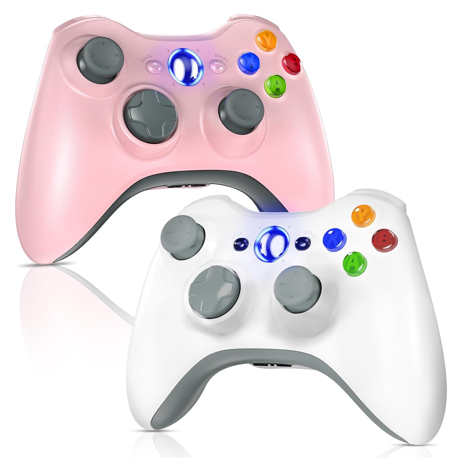 Gamrombo Xbox 360 2 Pack Wireless Controller Replacement for 360 & Slim with Windows PC Compatibility