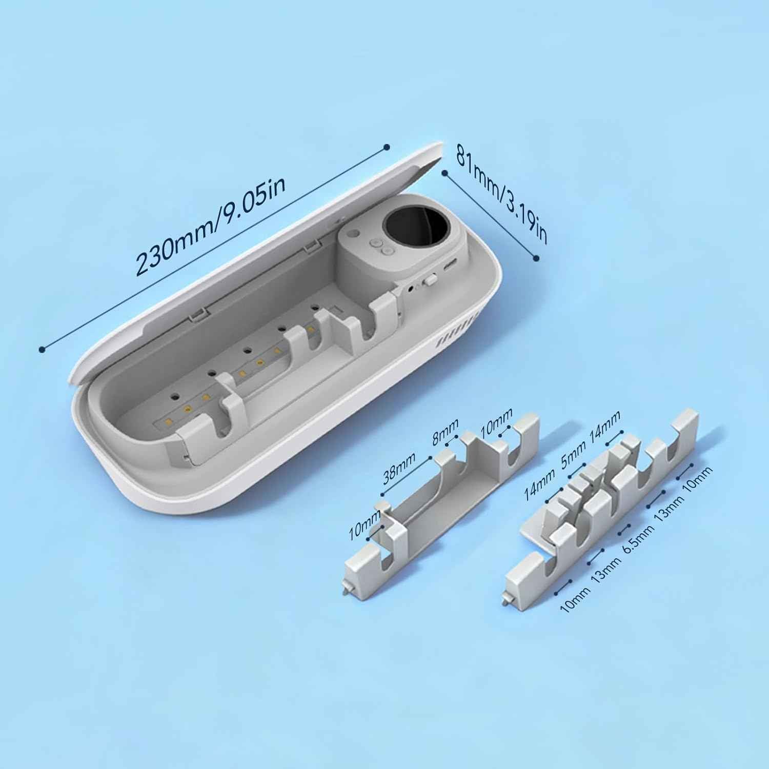Takoo Toothbrush Cleaner, 4 Slots Wall Mounted Toothbrush Holder for Bathroom, Smart Hot Air Drying Technology, Rechargeable Smart Home Gadget