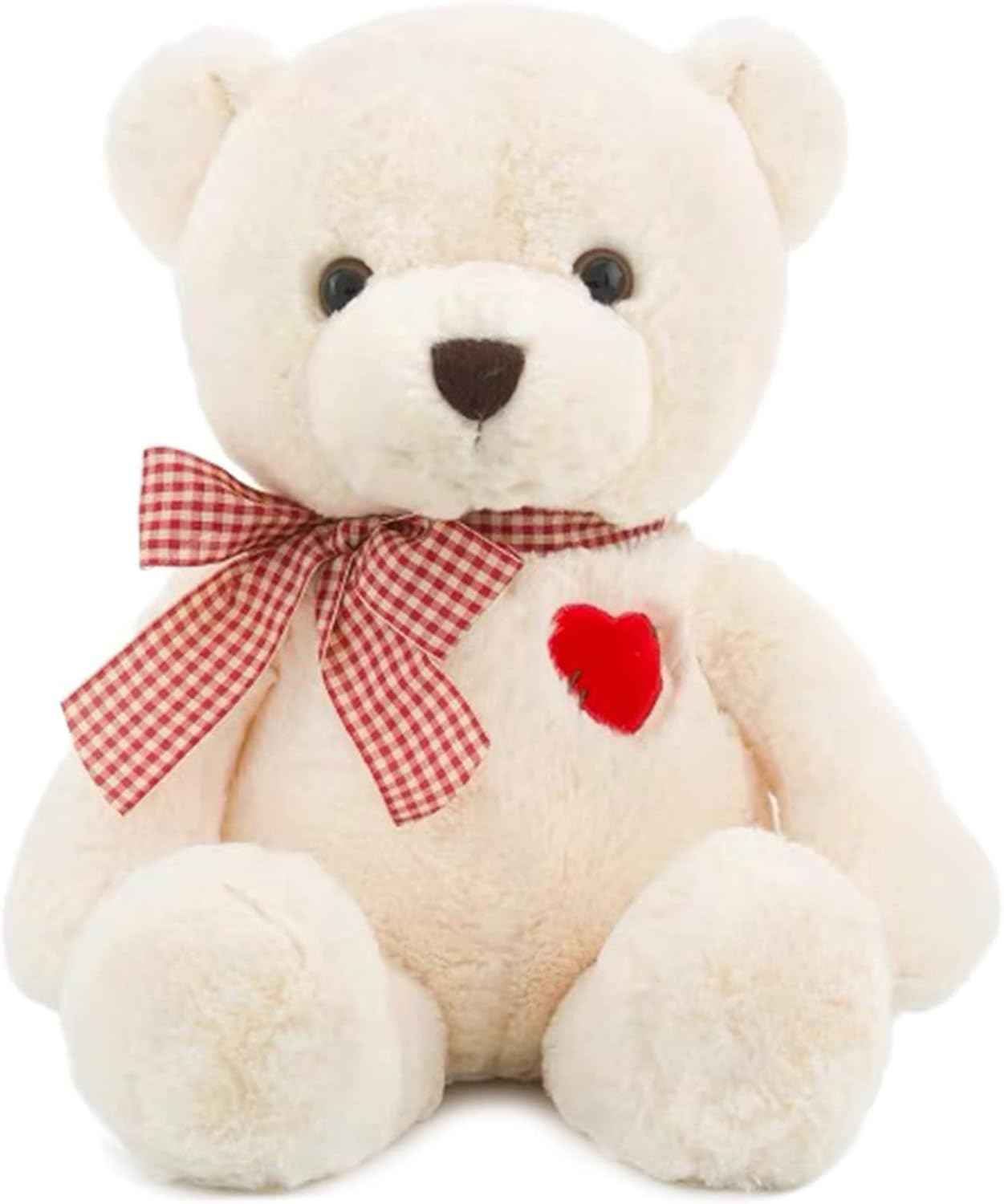 11.4” Small Teddy Bear with Heart Cute White Teddy Bear Stuffed Animals Soft Stuffed Bear Plush Bear Plushie Toys Gifts for Girlfriend Boyfriend Kid