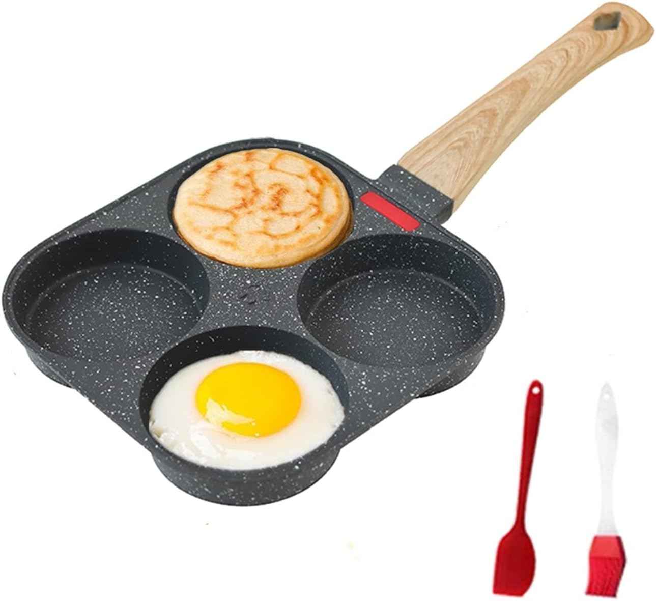 HUPECHAM 4-Cup Egg Pan Nonstick, and Granite Egg Frying Pan, Versatile Breakfast Skillet for Eggs, Pancakes, Plett, Crepes, Compatible with Gas Stove and Induction Cooktop