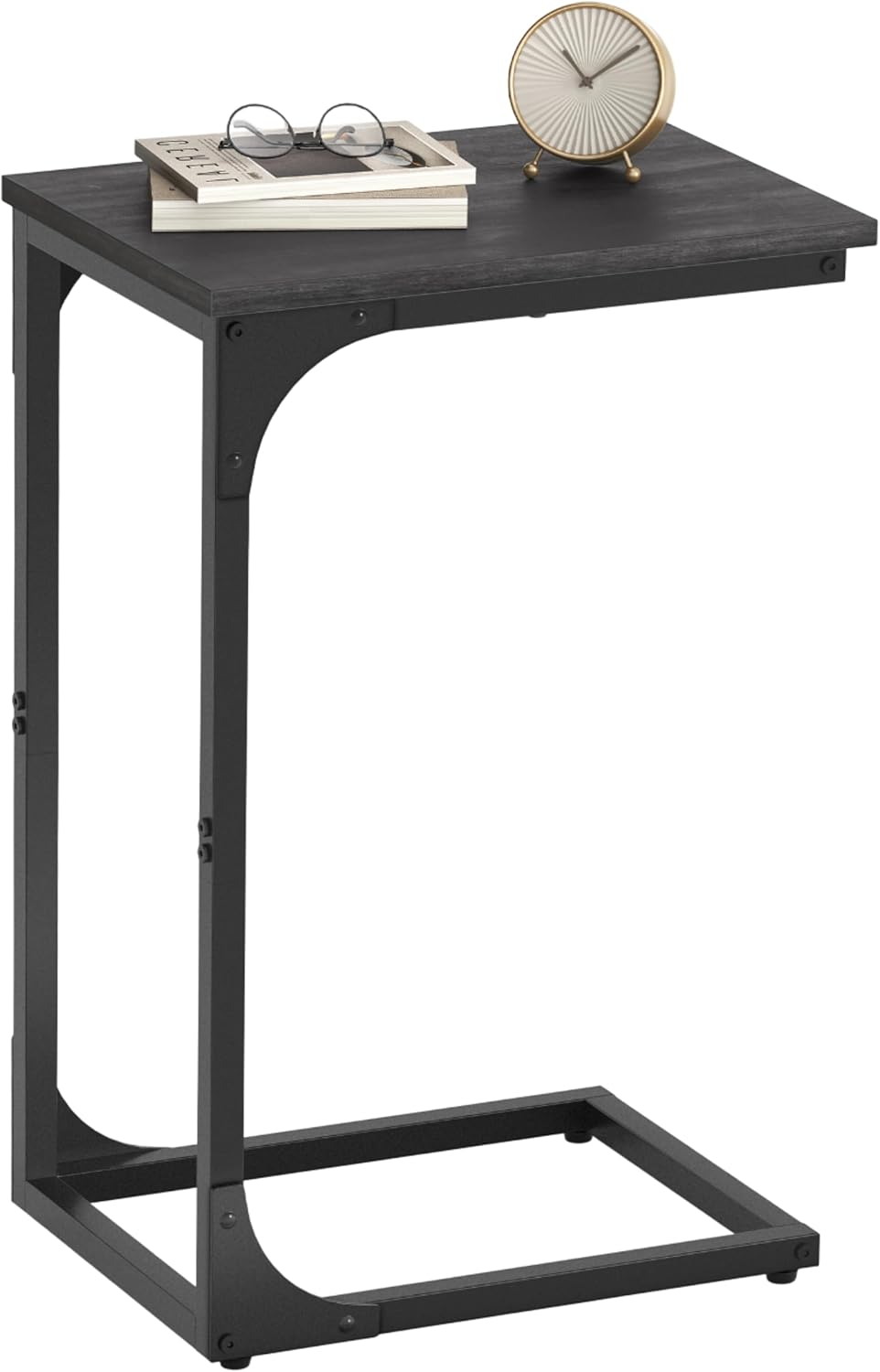 VASAGLE C-Shaped End Table, Small Side Table for Couch, Sofa Table with Metal Frame for Living Room, Bedroom, Bedside, Rustic Brown and Black