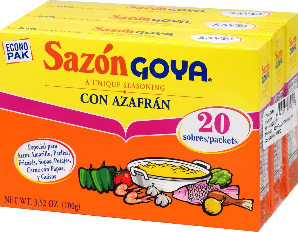 goya sazon seasoning with azafran 3.52 ounce pack of 3 for authentic latino cuisine