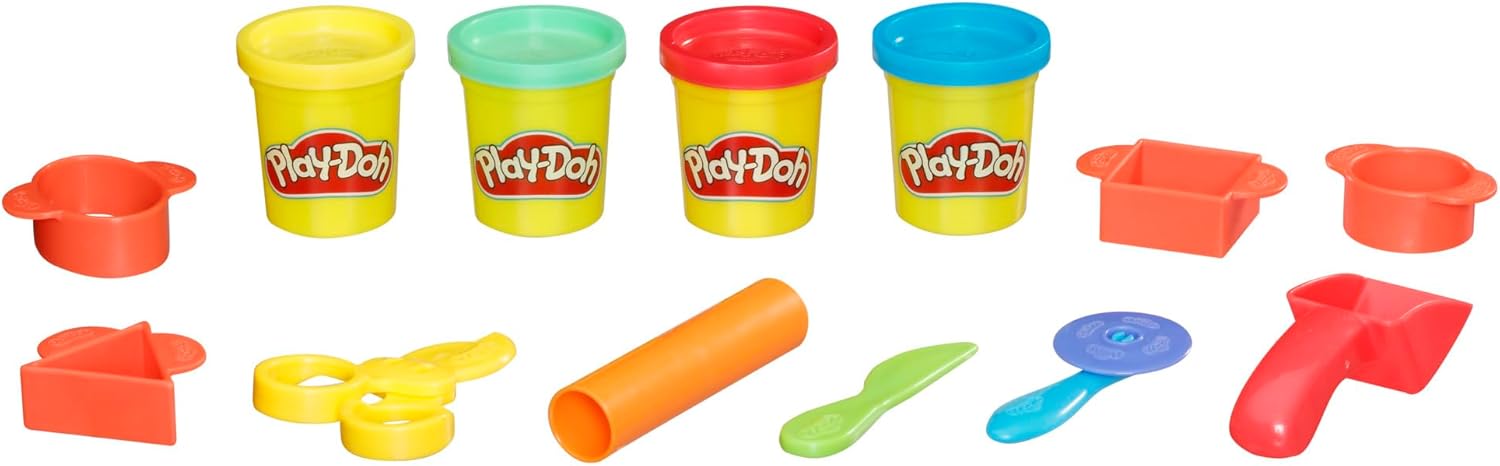 Play-Doh Starter Set 9-Piece Kit with Storage Tote & 4 Modeling Compound Cans, Arts and Crafts for Kids, Back to School Classroom Supplies, Preschool Toys, Ages 3+