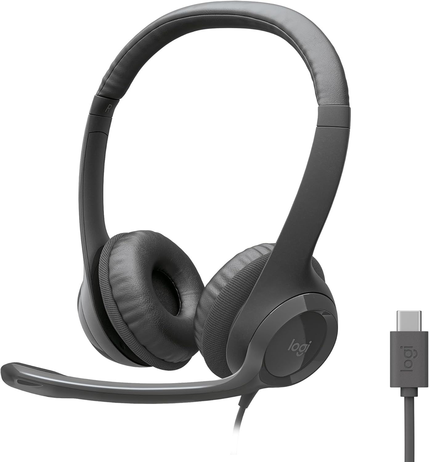 Logitech H390 black stereo wired headset with noise cancelling mic for PC, laptop, Chromebook