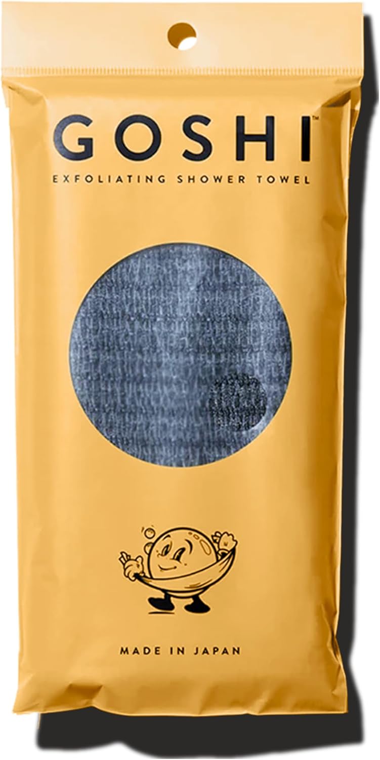 GOSHI exfoliating shower towel - rip-resistant exfoliating washcloth for all skin types - made in japan - soft and gentle