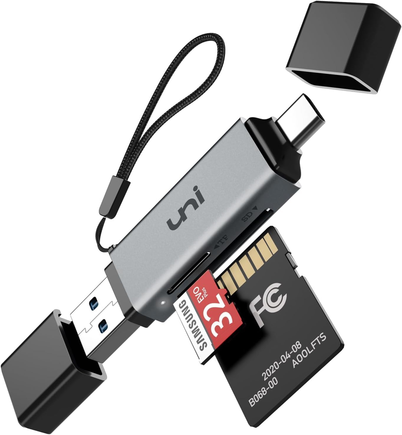 uni high-speed usb c sd card reader, usb 3.0 dual slots, compatible with macbook pro, android galaxy