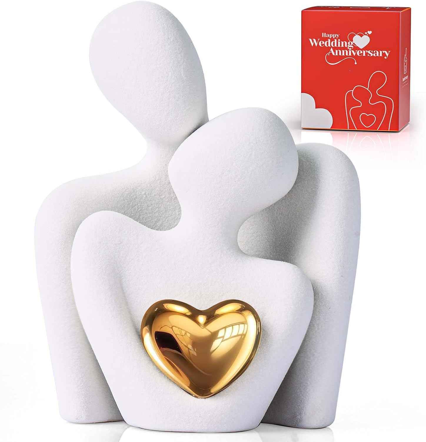 Mini Couple Statue Tv Stand Decor Items for Living Room Home Decor,Bedroom Decor for Couples Sculpture for Anniversary Wedding,Love Gifts for Couples 2025,Knick Knacks for Shelve (White, 3.15in)