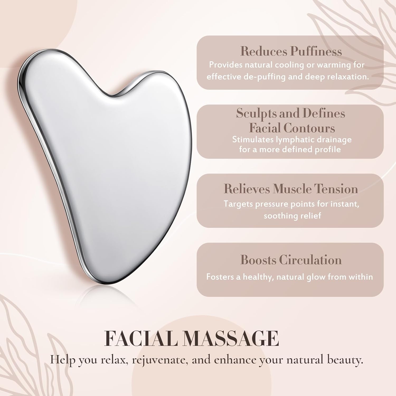 Nuanchu stainless steel gua sha facial tool for body with pouch, lymphatic drainage massage gift
