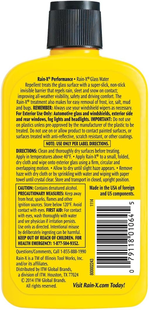 Rain-X 800002243 Glass Treatment, 7 oz, exterior glass treatment for improved wet weather driving visibility