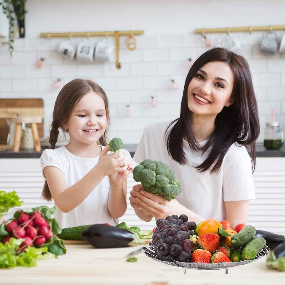 Vegetable Steamer Basket, Premium Stainless Steel Veggie Steamer Basket - Folding Expandable Steamers to Fits Various Size Pot Small by SAYFINE (5.5" to 9.2")