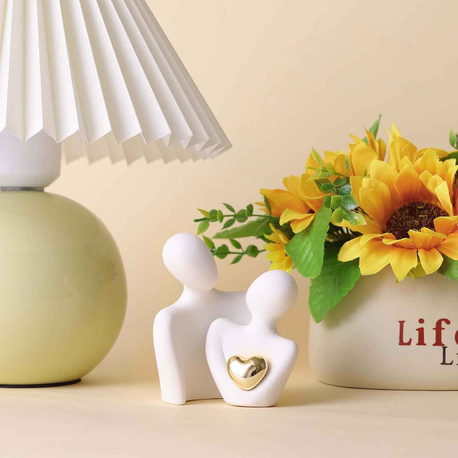 Mini Couple Statue Tv Stand Decor Items for Living Room Home Decor,Bedroom Decor for Couples Sculpture for Anniversary Wedding,Love Gifts for Couples 2025,Knick Knacks for Shelve (White, 3.15in)