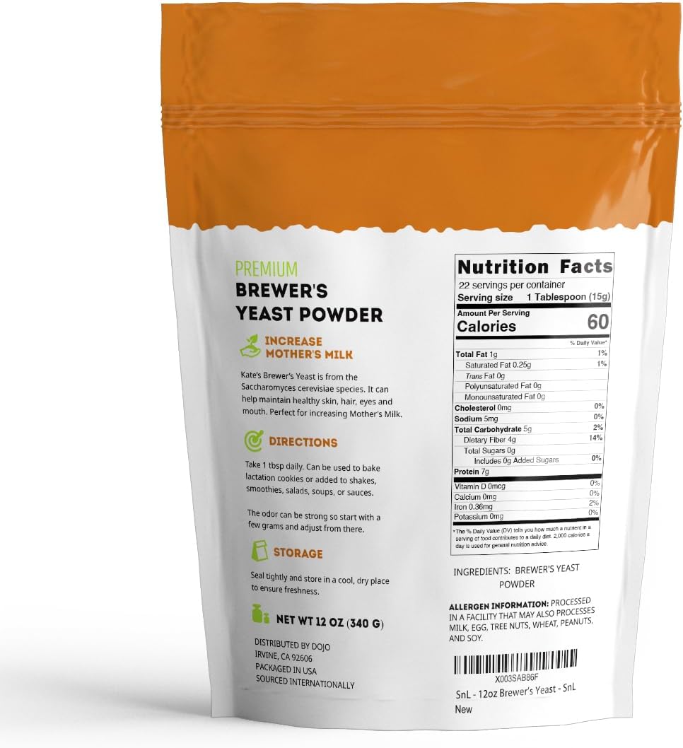 kates naturals brewers yeast powder 12oz lactation support nursing moms gluten free non gmo