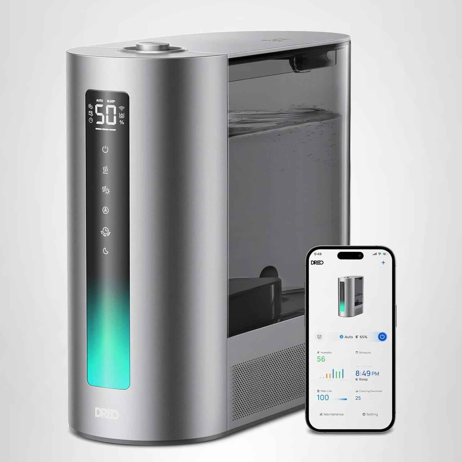 DREO 6L Humidifiers for Bedroom, Smart Warm & Cool Mist for Large Room, 60Hr Quiet Runtime for Baby, Plant, Humidity Sensor, Indicator Light, 12H Timer, Google/Alexa, HM713S