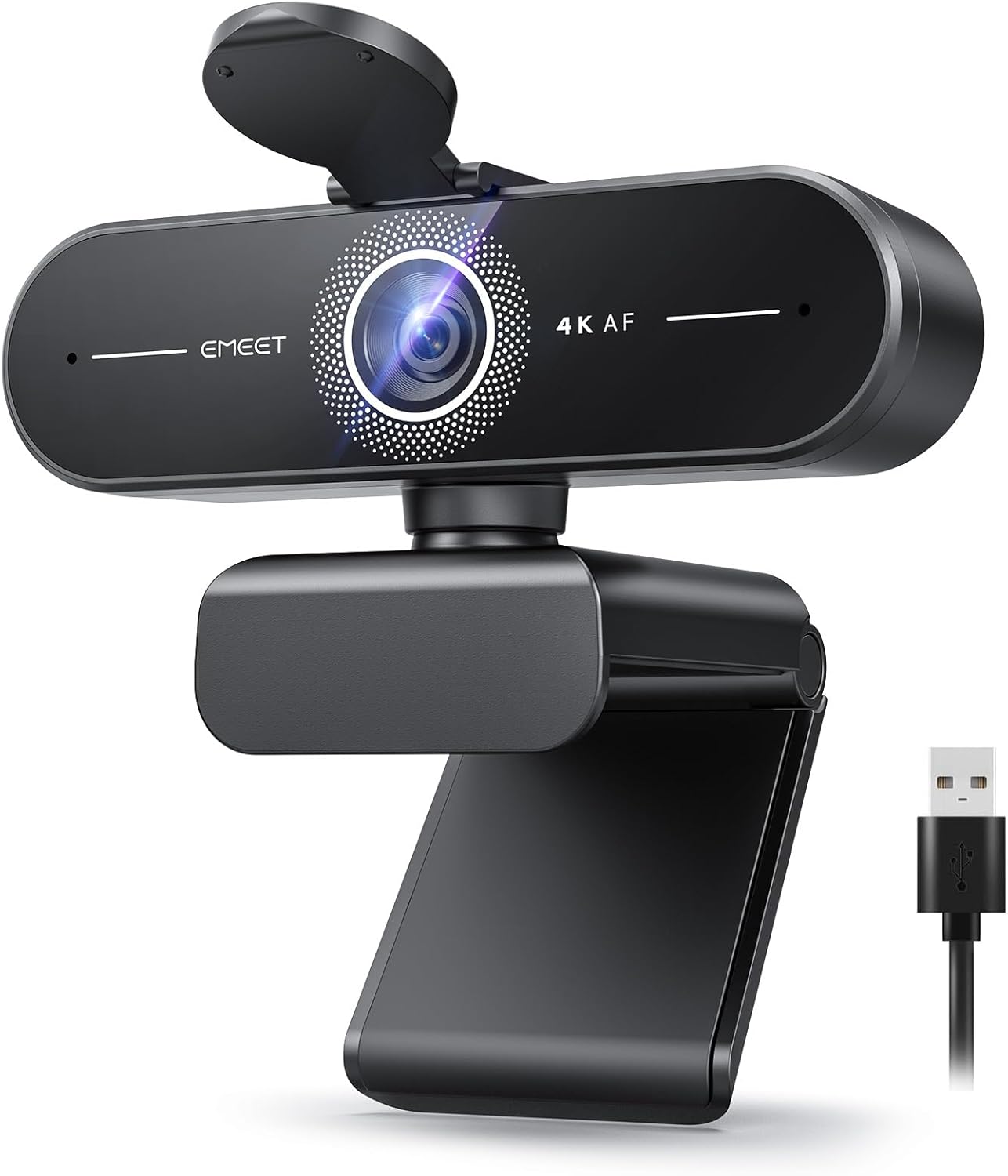 emmeet c60e 4k webcam streaming wide-angle telephoto cameras 11x hybrid zoom pdaf autofocus rgb lighting
