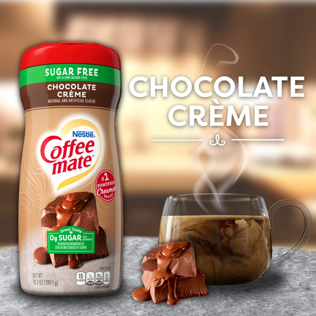 Nestle Coffee-mate Sugar Free Creamy Chocolate Powdered Coffee Creamer, 10.2 Ounce, Gluten-Free, Lactose-Free, Zero Sugar, 10.2 oz Bottle