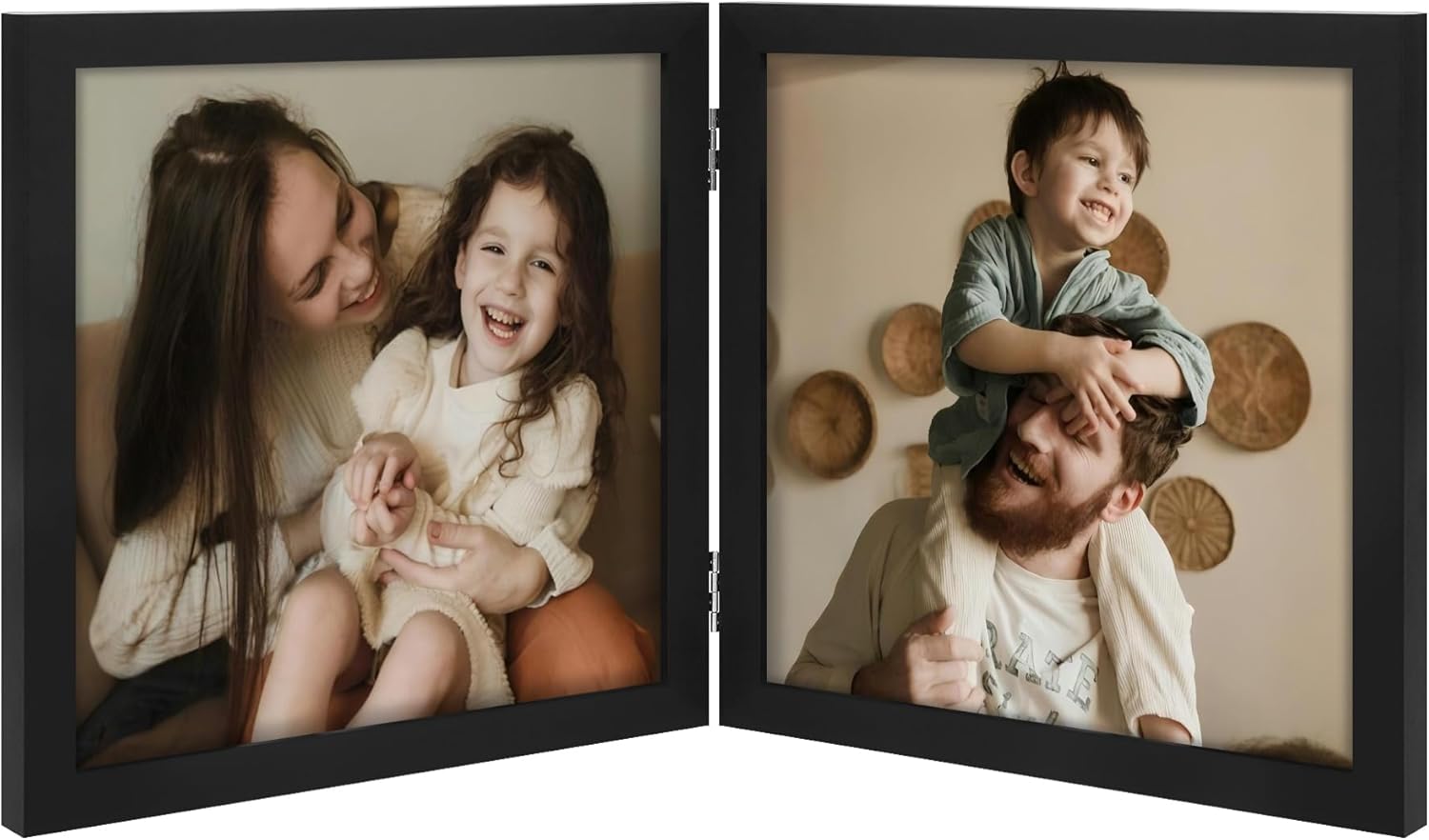 decorUhome double 4x6 picture frame vertical engineered wood bifold photo frame with plexiglass tabletop display black
