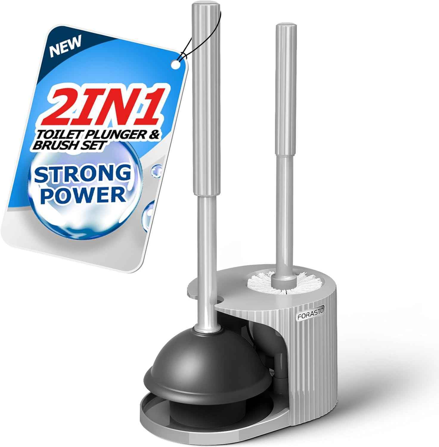 2 in 1 Toilet Plunger and Brush Set，Extended Handle Plunger，Toilet Bowl Brush Plunger Set, Bathroom Cleaning Tools ，Toilet Brush Plunger Combo，Cleaning Brush，Bathroom Cleaning Supplies