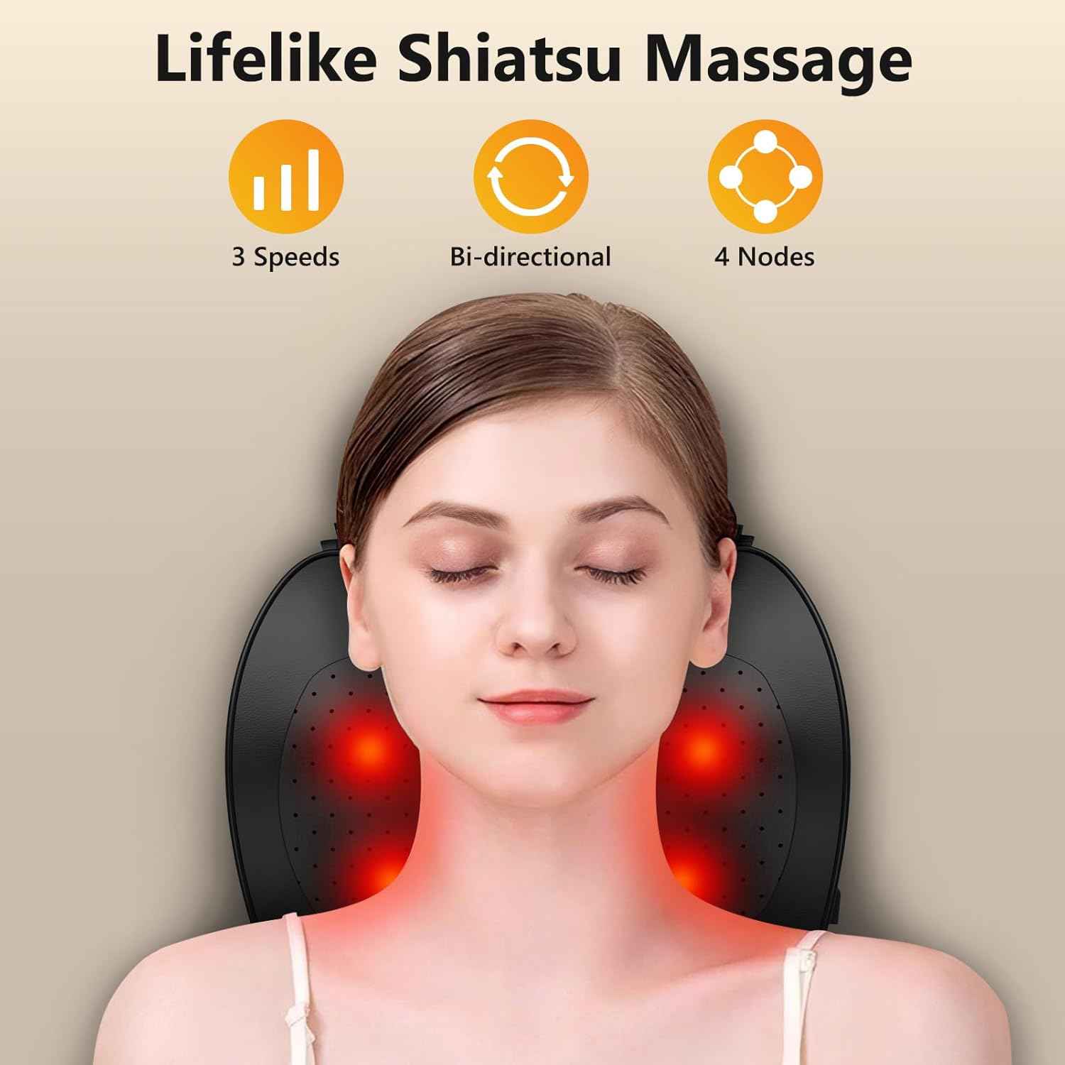 iKristin Back Massager,Back and Neck Massager with Heat,Shiatsu Deep Tissue Back Massager,Electric Massage Pillow for Shoulders,Legs,Foot,Body Muscle Relief,Neck Massager for Women/Men/Dad/Mom