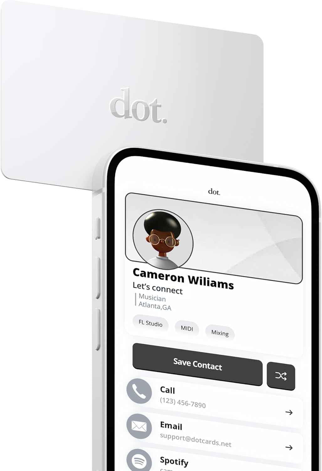dot. Card - Digital Business Card - Tap Compatible with iPhone & Android (Black)