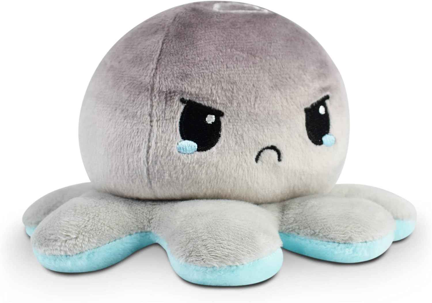 TeeTurtle Reversible Octopus Plushie - 4-Inch Pink + Aqua Two-Sided Flip Plush Toy with Embroidered Details - Cute Mini Collectible Plush for Kids, Teens, and Adults