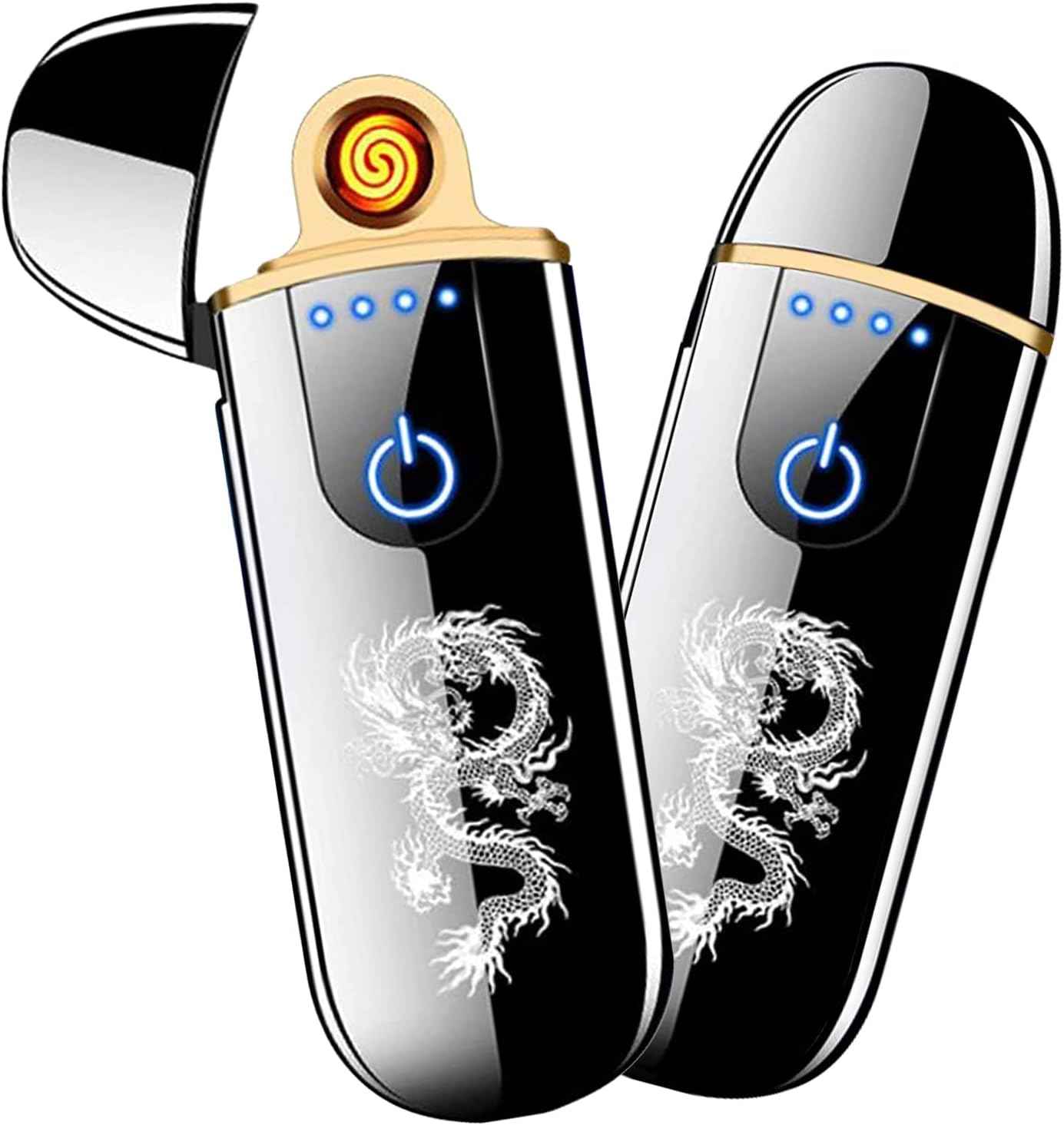 Dragon Smart USB Rechargeable Mini Electric Lighter - Touch Ignition, Windproof, Flameless Plasma Lighter with Battery Indicator