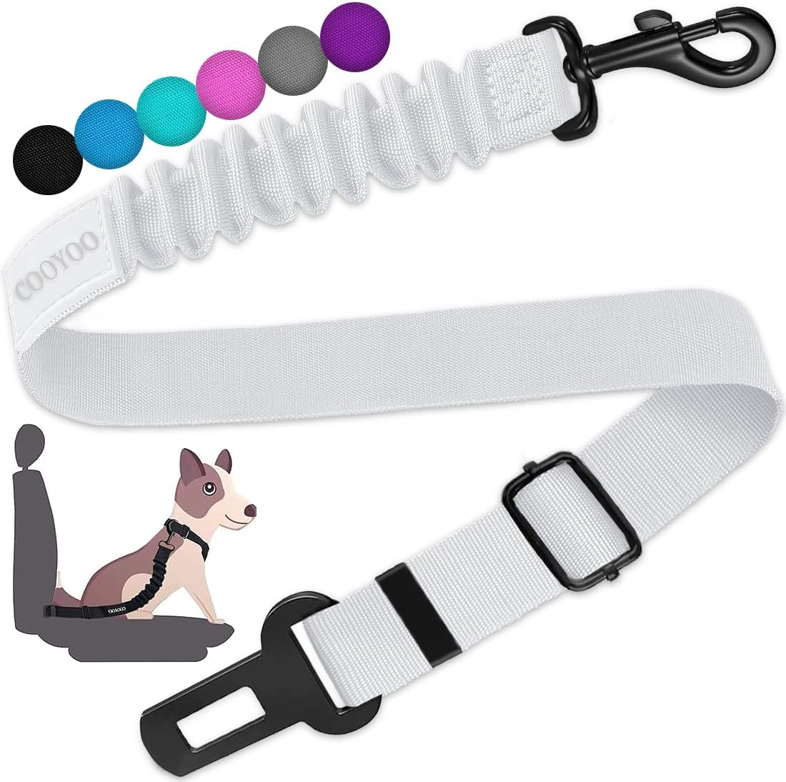cooyoo dog seat belt 3 piece set adjustable nylon pet safety harness heavy duty elastic
