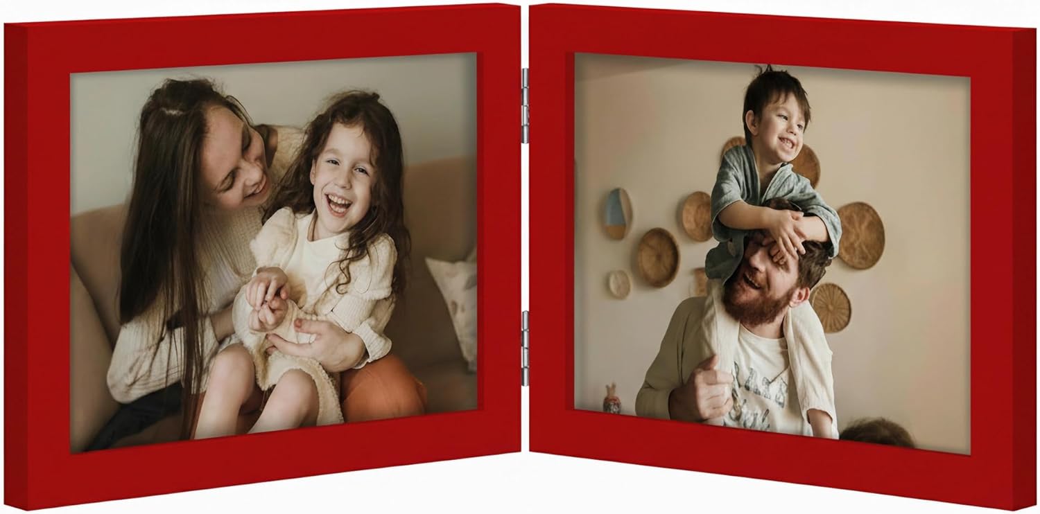 decorUhome double 4x6 picture frame vertical engineered wood bifold photo frame with plexiglass tabletop display black