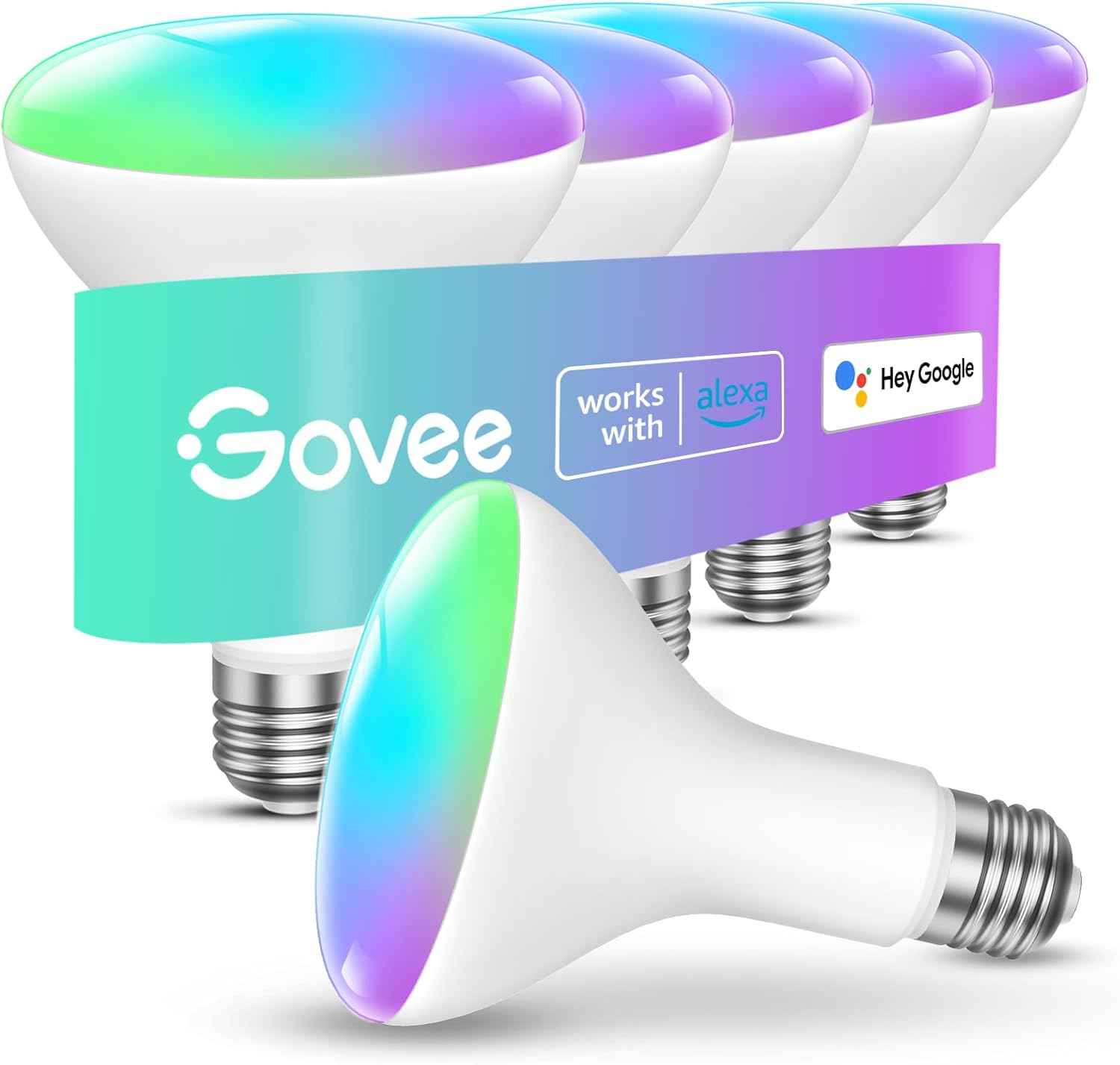 Govee Smart Light Bulbs, 1200 Lumens Dimmable BR30 Bulbs, RGBWW Color Changing Light Bulb, Flood Light Bulbs Work with Alexa, Google Assistant, WiFi & Bluetooth LED Bulbs, Music Sync, 2 Pack